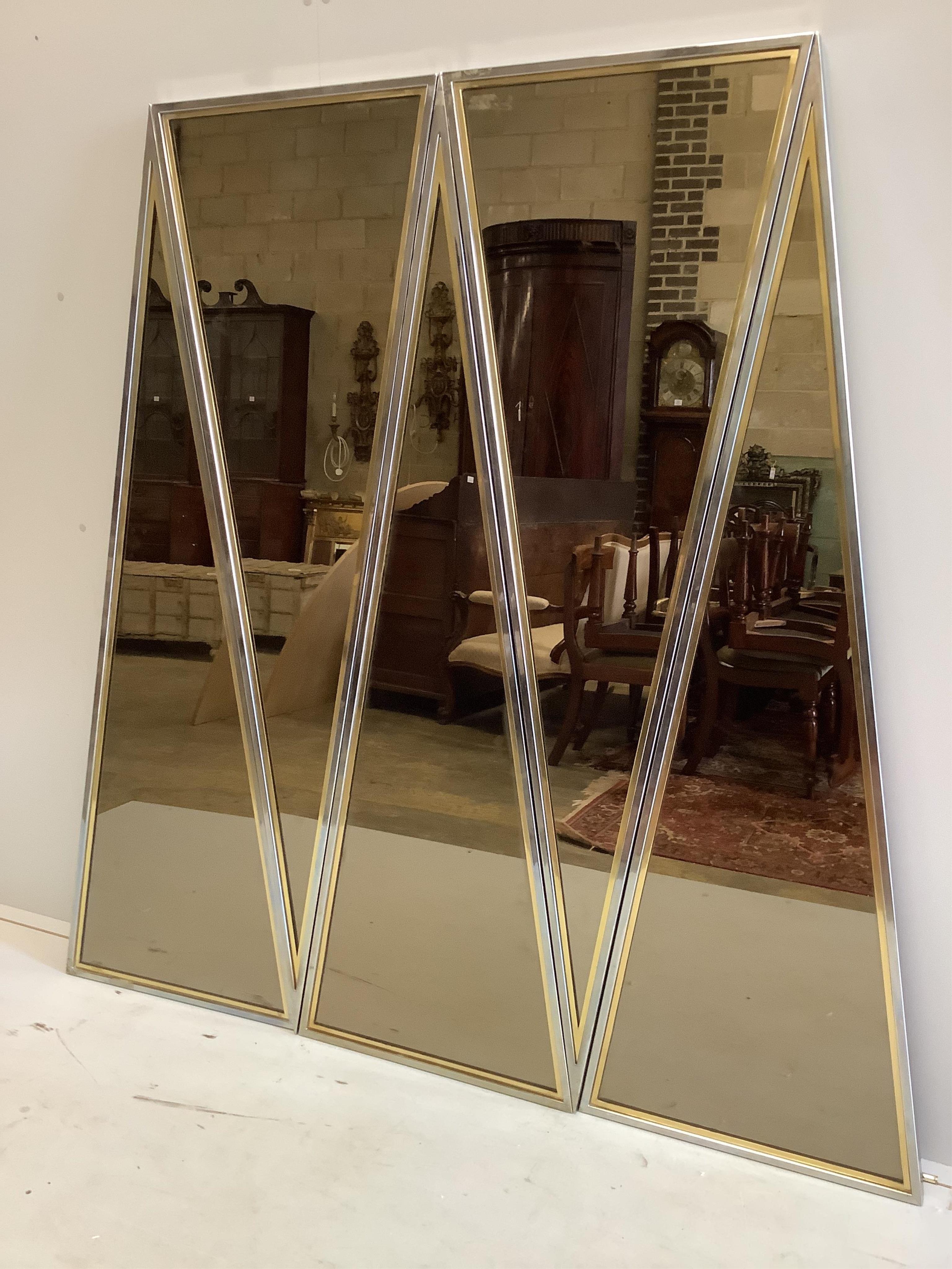 A Contemporary five section smoked glass wall mirror, width 152cm, height 163cm. Condition - good